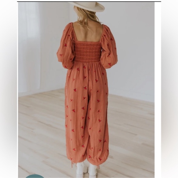 NWOT Free People Dahlia Embroidered Jumpsuit - Picture 4 of 12